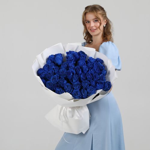 51 синяя роза 60 см.