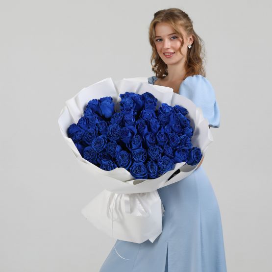 51 синяя роза 60 см.